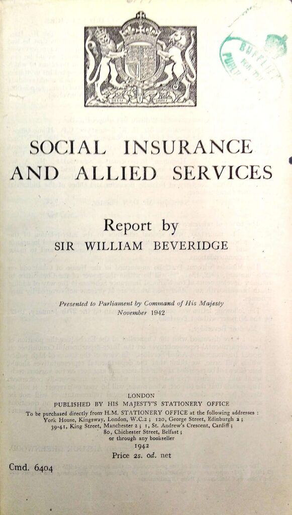 Cover or document image of the Beveridge Report (Social Insurance and Allied Services)